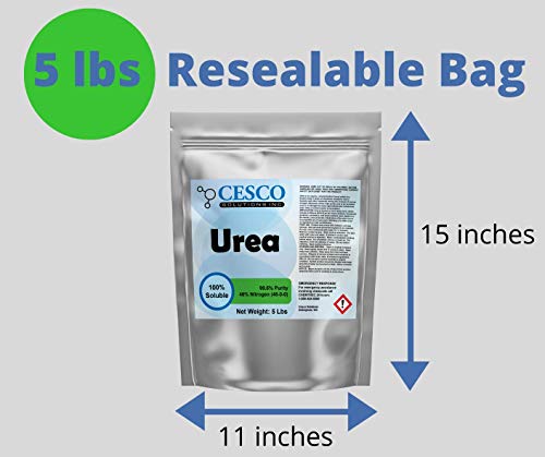 Urea Fertilizer 5lbs - Plant Food - High Efficiency 46% Nitrogen 46-0-0 Fertilizer for Indoor, Outdoor Plants - 99.6% Pure Water Soluble Garden Lawn, Vegetable Fertilizer and Tie Dye