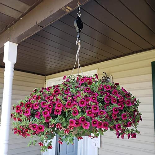 Orgrimmar Plant Pulley Retractable Pulley Plant Hanger Hanging Flower Basket Hook Hanger for Garden Baskets Pots and Birds Feeder in Different Height