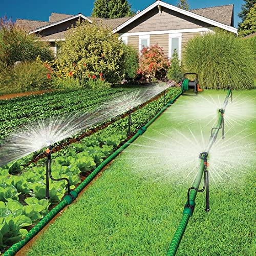 Lily's Home Above Ground Sprinkler System. DIY Irrigation System for Raised Garden Bed, Grass, Shrubs, Flowers, Vegetables. 6 Micro Sprinklers Set Connecting Directly to Your Garden Hose
