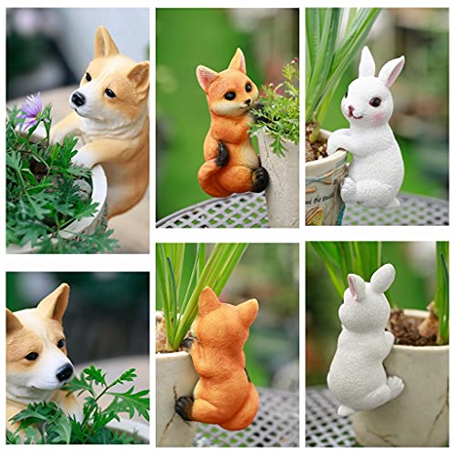 OXSNice Miniature Fairy Garden and Terrarium Flower Pot and Vase Hugger Ornaments Flower Animal Pots Hanging Garden Flower Pots Balcony Pendant Ornaments (Little Fox)