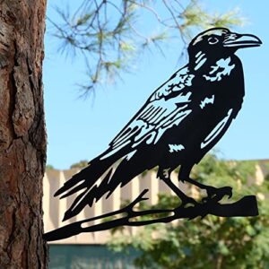 renovatio metal raven – metal birds yard decor – metal yard art – tree decorations outdoor – backyard decor – garden gift – garden & patio decor – halloween decoration outdoor