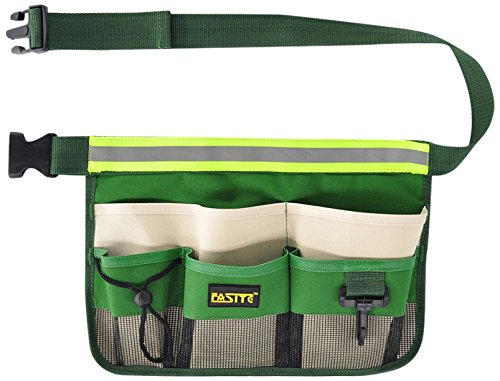 FASITE YL003F 7-POCKET Gardening Tools Belt Bags Garden Waist Bag Hanging Pouch, Green