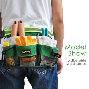 FASITE YL003F 7-POCKET Gardening Tools Belt Bags Garden Waist Bag Hanging Pouch, Green