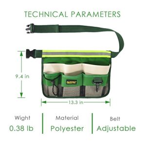 FASITE YL003F 7-POCKET Gardening Tools Belt Bags Garden Waist Bag Hanging Pouch, Green