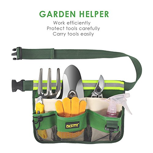 FASITE YL003F 7-POCKET Gardening Tools Belt Bags Garden Waist Bag Hanging Pouch, Green