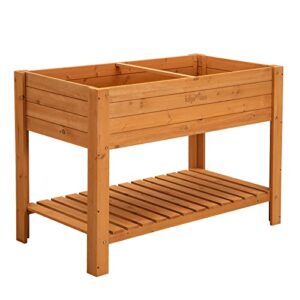 Raised Garden Bed Wood Planter Box Outdoor Wooden Elevated Planters Raised Beds with Legs for Vegetable Flower Herb, 48"x24"x33"H, Standing Gardening Box with Liner for Backyard, Patio, Deck