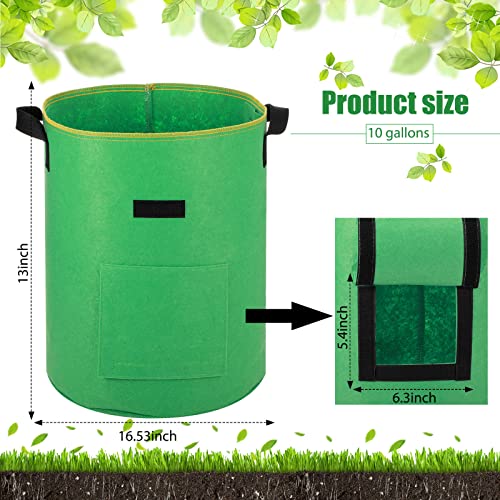 4 Pack 10 Gallon Potato Grow Bags Garden Planting Bag with Window Felt Potatoes Growing Containers with Handles for Vegetables Tomato Carrot Onion Fruits Plants Planting