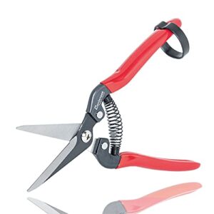 gardeness pruning shear straight pruning snip with sk5 steel serrated blade, adjustable joint screw micro tip garden scissor for arranging, trimming, harvesting fruit, vegetables, made in taiwan