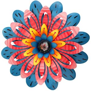 LITIALLY Outdoor Metal Flower Wall Art Garden Decor Cute Flowers Decorations Hanging for Outside Yard Porch Lawn Red 12x12 inches