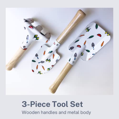 Kids Garden Tool Set, Tote Bag with Multiple Storage Pockets, Cute Gardening Gloves, Peat Soil Pellets, Fiber Pots, Watering Tin, Bamboo Tags and Pen, Great as Unique Gift Sets, Activity Kit