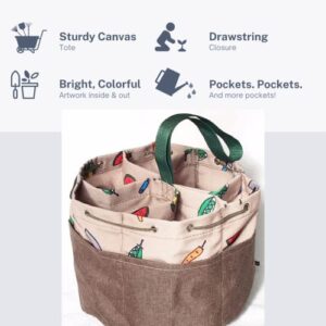 Kids Garden Tool Set, Tote Bag with Multiple Storage Pockets, Cute Gardening Gloves, Peat Soil Pellets, Fiber Pots, Watering Tin, Bamboo Tags and Pen, Great as Unique Gift Sets, Activity Kit