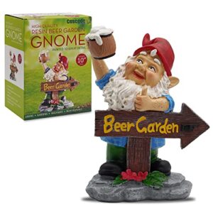 10" Tall Beer Garden Gnome - Hand-Painted Garden Statues - Garden Gnomes with Hold Beer Mug - Durable & Weather Resistance Lawn Gnome - Gnomes Decorations for Yard, Porch, Garage, Home & Office