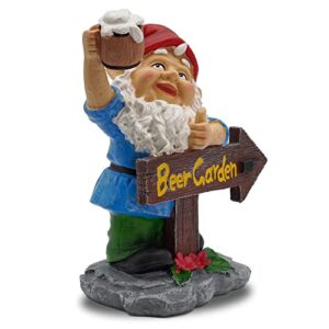 10" Tall Beer Garden Gnome - Hand-Painted Garden Statues - Garden Gnomes with Hold Beer Mug - Durable & Weather Resistance Lawn Gnome - Gnomes Decorations for Yard, Porch, Garage, Home & Office