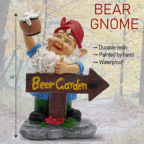 10" Tall Beer Garden Gnome - Hand-Painted Garden Statues - Garden Gnomes with Hold Beer Mug - Durable & Weather Resistance Lawn Gnome - Gnomes Decorations for Yard, Porch, Garage, Home & Office