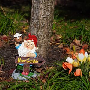 10" Tall Beer Garden Gnome - Hand-Painted Garden Statues - Garden Gnomes with Hold Beer Mug - Durable & Weather Resistance Lawn Gnome - Gnomes Decorations for Yard, Porch, Garage, Home & Office