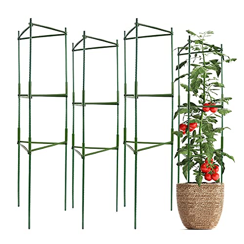 IPSXP Vegetable Trellis, Garden Plant Support Stakes for Climbing Plants, Vegetables, Flowers, Fruits, Vine, 3 Garden Trellis with 40 Adjustable Cable Tie