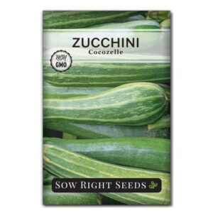 sow right seeds – cocozelle zucchini seeds for planting – non-gmo heirloom packet with instructions to plant and grow an outdoor home vegetable garden – vigorous productive – wonderful gardening gift