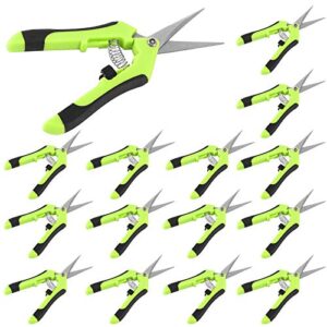 hakzeon 15 pack 6.5 inch professional bud trimming scissors,stainless steel micro-tip gardening hand pruners with straight blades, for easy pruning garden tree pot plant flowers