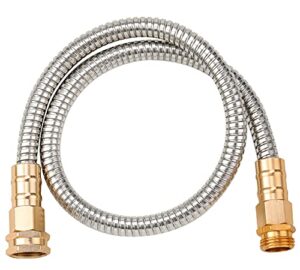 zthan eve steel garden hose 304 stainless steel metal water hose very strong and durable copper-plated aluminum connector rust proof, no kinks and bite easy to use & store, with sprinkler (3)