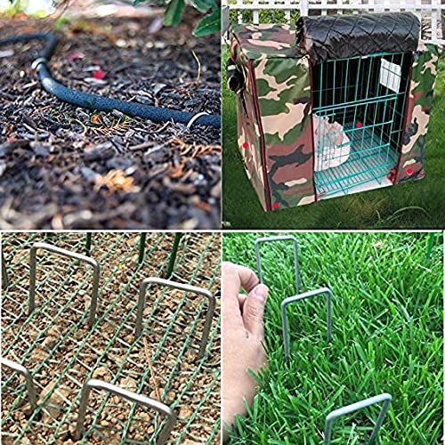 U/D 4 Inch Galvanized Landscape Staples 60 Pack 11 GaugeGarden Stakes Heavy-Duty Sod Pins Anti-Rust Fence Stakesfor Weed Barrier Fabric Ground Cover Dripper Irrigation Tubing Soaker Hose