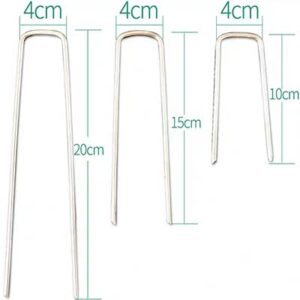 U/D 4 Inch Galvanized Landscape Staples 60 Pack 11 GaugeGarden Stakes Heavy-Duty Sod Pins Anti-Rust Fence Stakesfor Weed Barrier Fabric Ground Cover Dripper Irrigation Tubing Soaker Hose