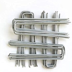 U/D 4 Inch Galvanized Landscape Staples 60 Pack 11 GaugeGarden Stakes Heavy-Duty Sod Pins Anti-Rust Fence Stakesfor Weed Barrier Fabric Ground Cover Dripper Irrigation Tubing Soaker Hose