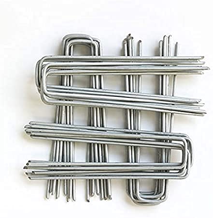 U/D 4 Inch Galvanized Landscape Staples 60 Pack 11 GaugeGarden Stakes Heavy-Duty Sod Pins Anti-Rust Fence Stakesfor Weed Barrier Fabric Ground Cover Dripper Irrigation Tubing Soaker Hose