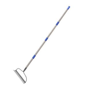 hosko 5ft bow rake，60 inches l handle x 13.5 inches w head metal bow rake with heavy duty construction for gardening, land management, yard work, farming and outdoor