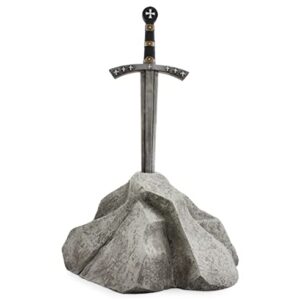 Esterno Sword in Stone Garden Statue (17x10x11 Inches), Arthurian Legend Yard Ornament Decor, Gray