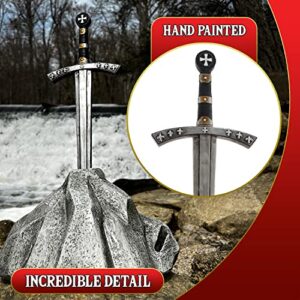 Esterno Sword in Stone Garden Statue (17x10x11 Inches), Arthurian Legend Yard Ornament Decor, Gray