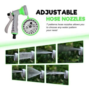 Sharellon Retractable Garden Hose Reel, Mini 50 FT Portable Garden Hose Reel, Heavy Duty Wall Mounted Hose Reel with 7 Patterns Spray Nozzle for Watering Flowers, Car Washing, Cleaning (Green)