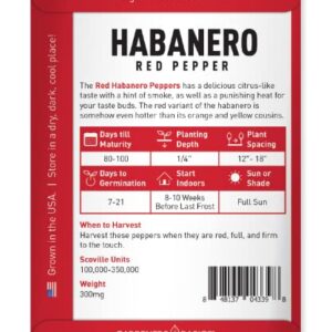 Red Habanero Pepper Seeds for Planting 100+ Heirloom Non-GMO Habanero Peppers Plant Seeds for Home Garden Vegetables Makes a Great Gift for Gardeners by Gardeners Basics