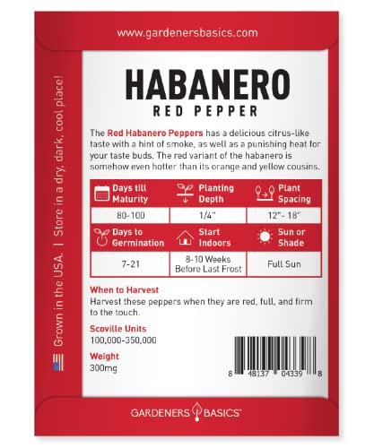 Red Habanero Pepper Seeds for Planting 100+ Heirloom Non-GMO Habanero Peppers Plant Seeds for Home Garden Vegetables Makes a Great Gift for Gardeners by Gardeners Basics