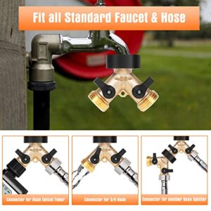 Garden Hose Splitter 2 Way 2 Pack Heavy Duty Brass Connector Tap Splitter (2WAY*2PACK)