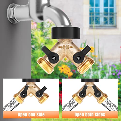 Garden Hose Splitter 2 Way 2 Pack Heavy Duty Brass Connector Tap Splitter (2WAY*2PACK)