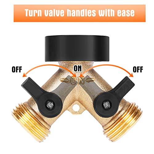 Garden Hose Splitter 2 Way 2 Pack Heavy Duty Brass Connector Tap Splitter (2WAY*2PACK)