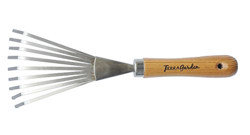 Tierra Garden 35-1805 Stainless Steel Hand Shrub Rake with Ash Wood Handle