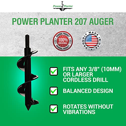 Power Planter Flower Planting Auger & Grass Plug Tool - Compact Auger Drill Bit for Planting Flowers & Grass Plugs - Garden Digging Tool for Soil & Sand - 2" x 7" Long with 3/8" Non-Slip Hex Drive