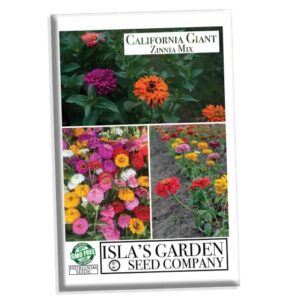 "California Giant Mix" Zinnia Seeds for Planting, 200+ Flower Seeds Per Packet, (Isla's Garden Seeds), Non GMO & Heirloom Seeds, Botanical Name: Zinnia elegans, Great Home Garden Gift