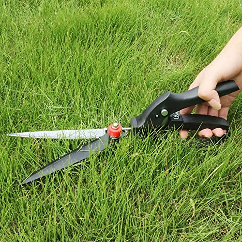 GARTOL Grass Shears with180 Degrees Rotating Cutter Head, Lightweight Loop-handle Garden Grass Clippers Scissors, 5 Inch SK-5 Steel Blade, Ideal for Edging and Trimming Decorative Grasses