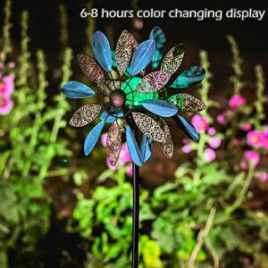 Solar Wind Spinner Arabesque 75in Multi-Color Seasonal LED Lighting Solar Powered Glass Ball with Kinetic Wind Spinner Dual Direction for Patio Lawn & Garden, Easy to Assemble and LED Color Changing