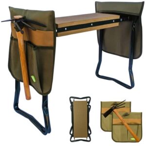 truly garden upgraded foldable garden kneeler and seat – includes cultivator hoe garden tool and two tool pouches. lightweight and heavy duty with comfortable eva foam pad