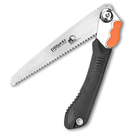 EverSaw Folding Hand Saw Camp Saw 8" Folding Saw - Pruning Saws for Tree Trimming Garden Saw – Rugged Camping Saw for Wood Cutter Trail Clearing Tree Limb Saw - Bone Saw for Hunting