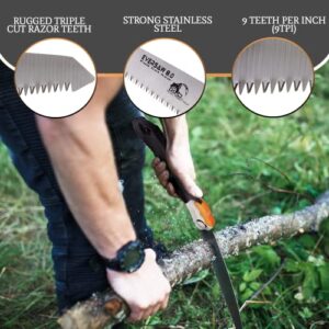 EverSaw Folding Hand Saw Camp Saw 8" Folding Saw - Pruning Saws for Tree Trimming Garden Saw – Rugged Camping Saw for Wood Cutter Trail Clearing Tree Limb Saw - Bone Saw for Hunting