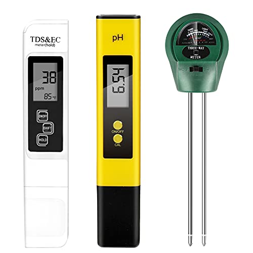 PH Meter, TDS PPM Meter, Soild PH Tester[Upgraded Version], 3 in 1 for Home Water and Garden Soil Use