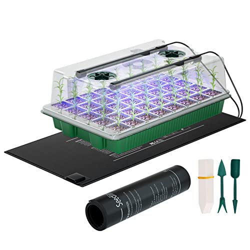 YOHIA Seed Starter Tray with Grow Light,40 Cells Seed Starter Kit with Humidity Dome and Heat Mat Seedling Starter Trays,Germination Kit for Seed Growing,Seedling Starting,Cloning & Plant Propagation