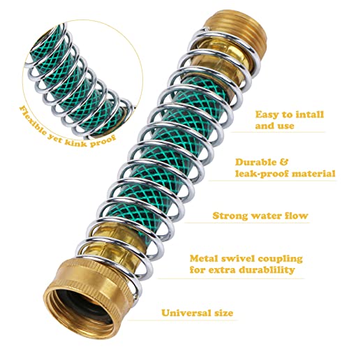 CABAX Garden Hose Kink Protector Coiled Spring Protector with Solid Brass Faucet Hoses Coupling Adapter Extension