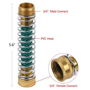 CABAX Garden Hose Kink Protector Coiled Spring Protector with Solid Brass Faucet Hoses Coupling Adapter Extension