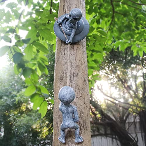 Carchistan Alien Brothers Tree Huggers Decorations Tree Sculptures - Aliens Climbing Rope for Garden Outdoor Whimsical Tree Statues - 2pcs Dreamy Garden Yard Art Decoration Ornaments