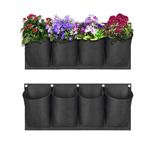 OneV FT Hanging Wall Planters for Indoor, 4 Pockets Vertical Garden Planters Hanging Planting Grow Bags, Garden Plant Accessories for Yard Doorway Home Decoration